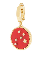 Leo Mini Constellation Charm, 18k Yellow Gold, Red Coral & Diamonds